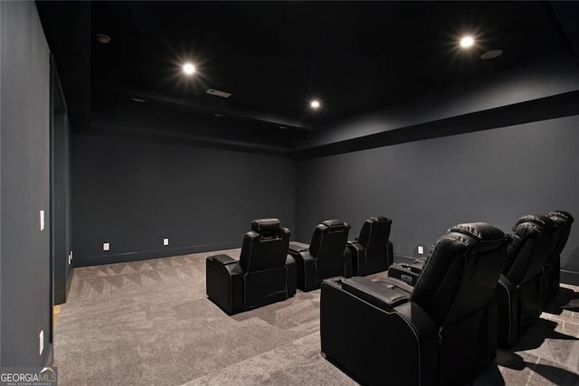 4757 Lake Forrest Dr NW, Atlanta, GA 30342 - home theater room with carpet flooring, baseboards, and recessed lighting