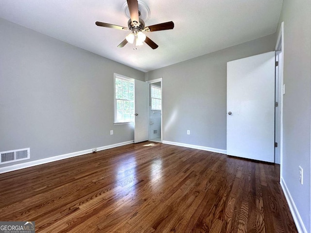 120 Watson Dr, Athens, GA 30605 - empty room with a ceiling fan, dark wood-type flooring, and baseboards