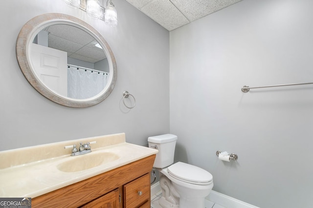 2717 Hearthstone Cir, Marietta, GA 30062 - bathroom with a drop ceiling, vanity, and tile patterned floors