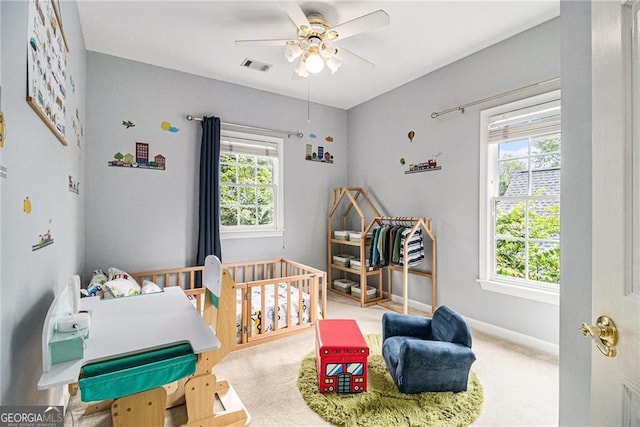 525 Arbor Creek Ct, Roswell, GA 30076 - bedroom with carpet, baseboards, and a ceiling fan