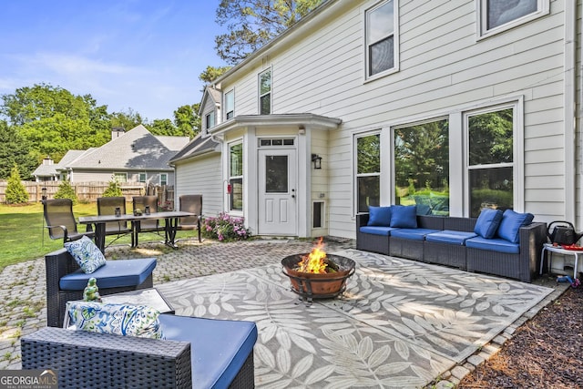 4365 Wicklow Ct, Suwanee, GA 30024 - view of patio / terrace with an outdoor living space with a fire pit
