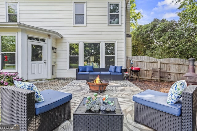 4365 Wicklow Ct, Suwanee, GA 30024 - deck featuring an outdoor living space with a fire pit and a patio