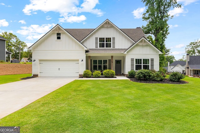 19 E Murphy St, Newnan, GA 30263 - view of front of house with board and batten siding, a shingled roof, concrete driveway, and a front yard
