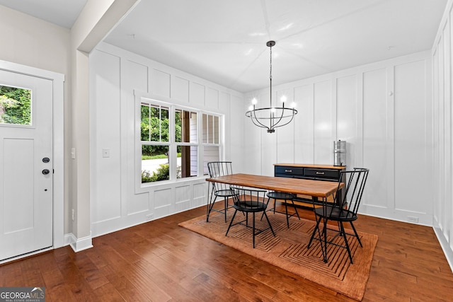 19 E Murphy St, Newnan, GA 30263 - dining room featuring a decorative wall, healthy amount of natural light, hardwood / wood-style floors, and a chandelier