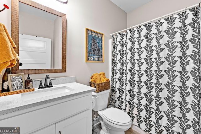 19 E Murphy St, Newnan, GA 30263 - full bathroom featuring vanity, toilet, and curtained shower