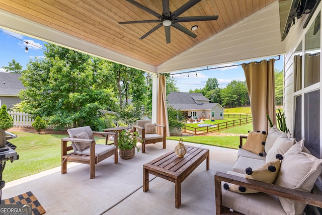 19 E Murphy St, Newnan, GA 30263 - view of patio featuring ceiling fan and an outdoor hangout area