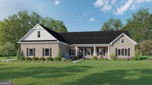 405 Ayers Creek Dr, Toccoa, GA 30577 - view of front of home with a front yard, board and batten siding, and brick siding