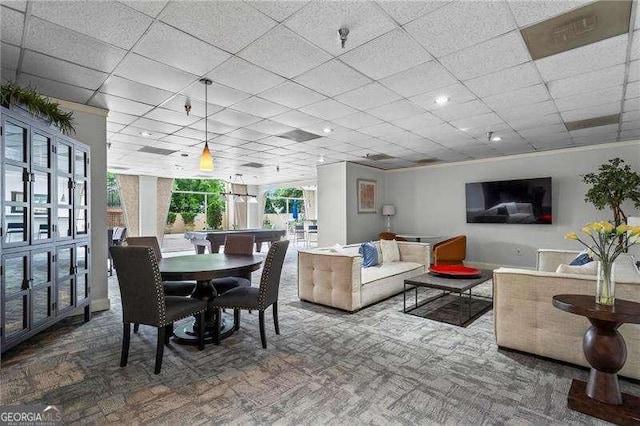 2479 Peachtree Rd NE Unit 305, Atlanta, GA 30305 - carpeted dining room with a paneled ceiling