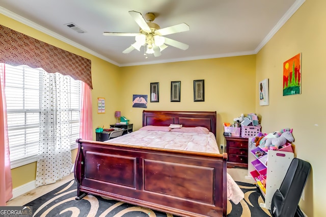 1214 Greenridge Ln, Lithonia, GA 30058 - bedroom featuring ornamental molding, ceiling fan, and baseboards
