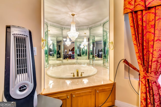 1214 Greenridge Ln, Lithonia, GA 30058 - bathroom featuring a chandelier