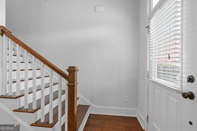 435 New St, Macon, GA 31201 - staircase with wood finished floors and baseboards