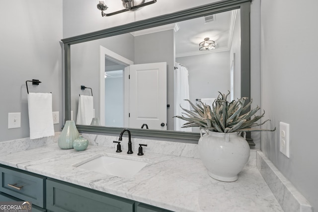 435 New St, Macon, GA 31201 - bathroom with double vanity and ornamental molding