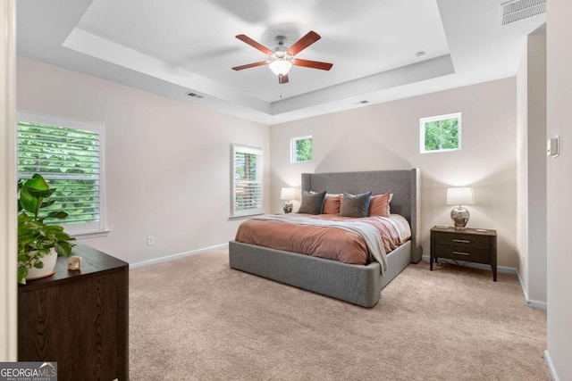 153 Witter Way, Woodstock, GA 30188 - bedroom featuring a raised ceiling, carpet, and ceiling fan