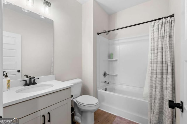153 Witter Way, Woodstock, GA 30188 - bathroom with shower / bath combo, vanity, and wood finished floors