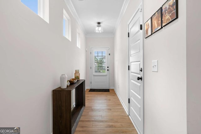 153 Witter Way, Woodstock, GA 30188 - doorway featuring ornamental molding and light wood finished floors