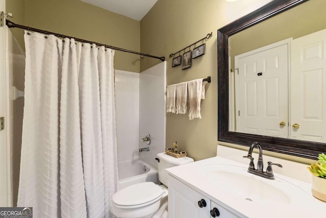 6695 Buckingham Cir, Cumming, GA 30040 - full bathroom featuring vanity and shower / bath combination with curtain