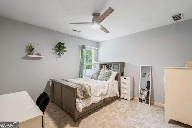 6695 Buckingham Cir, Cumming, GA 30040 - bedroom with light colored carpet and a ceiling fan