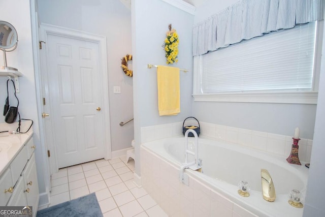215 Fairway Ct, Newnan, GA 30265 - bathroom with tile patterned flooring, a bath, and vanity