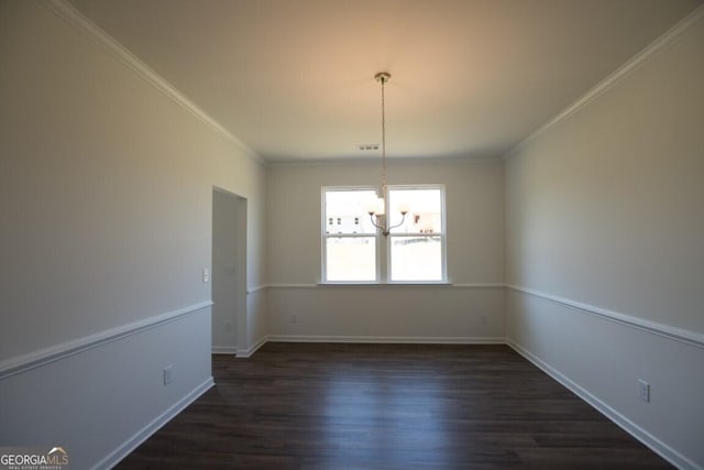 280 River Run Dr Unit 79, Dallas, GA 30132 - unfurnished dining area with a chandelier, ornamental molding, dark wood-style floors, and baseboards