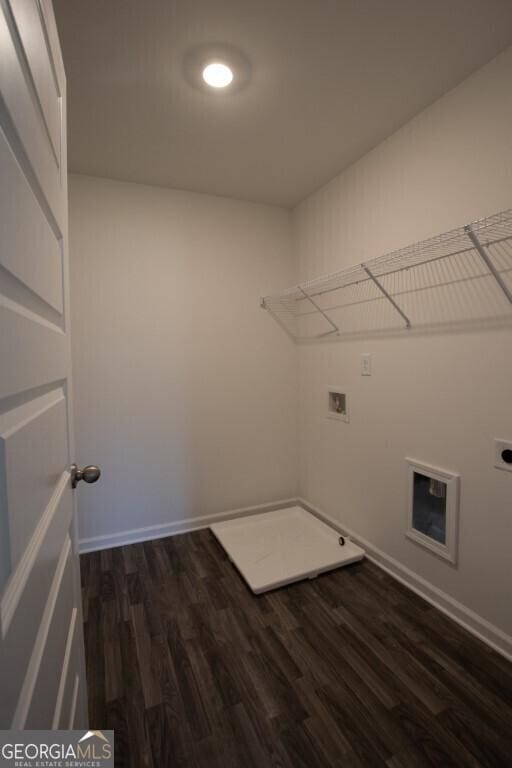 280 River Run Dr Unit 79, Dallas, GA 30132 - laundry room with washer hookup, dark wood-style floors, baseboards, and hookup for an electric dryer