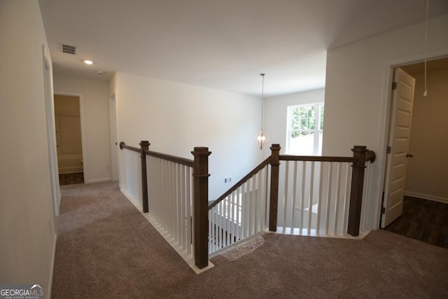 280 River Run Dr Unit 79, Dallas, GA 30132 - corridor with an upstairs landing, carpet floors, recessed lighting, and baseboards
