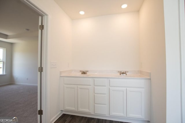 280 River Run Dr Unit 79, Dallas, GA 30132 - bathroom with double vanity, baseboards, and recessed lighting