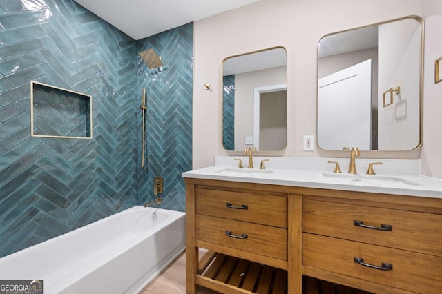1120 Taliwa Trl NE, Marietta, GA 30068 - full bath featuring double vanity and washtub / shower combination