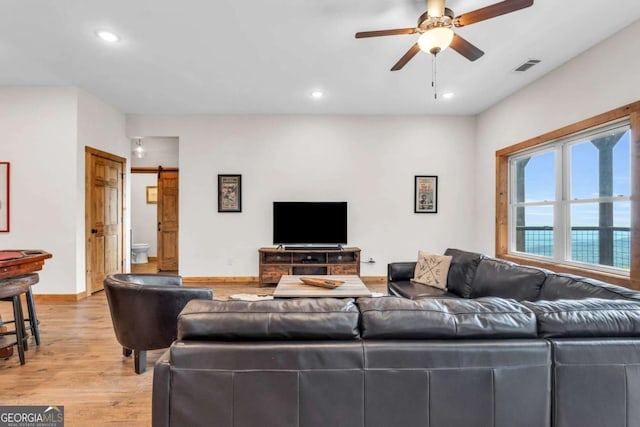 191 Rimrock Rd Unit 63, Jasper, GA 30143 - living area featuring a ceiling fan, light wood finished floors, recessed lighting, and baseboards