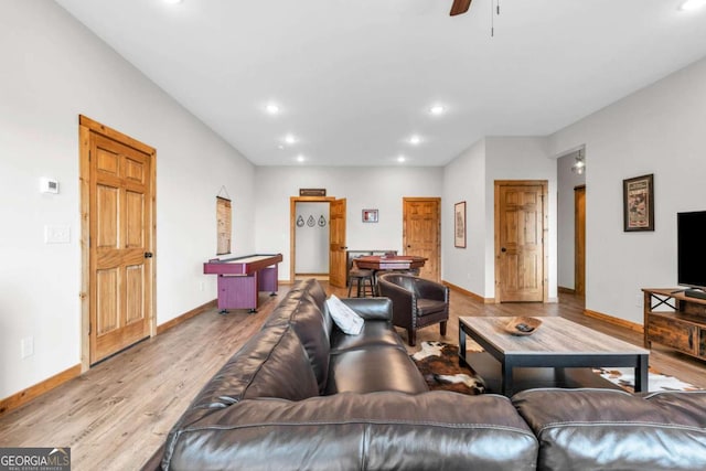 191 Rimrock Rd Unit 63, Jasper, GA 30143 - living room featuring recessed lighting, baseboards, light wood-style flooring, and ceiling fan