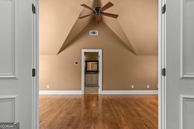 1031 Sugar Run, Greensboro, GA 30642 - additional living space featuring a ceiling fan, wood finished floors, and lofted ceiling