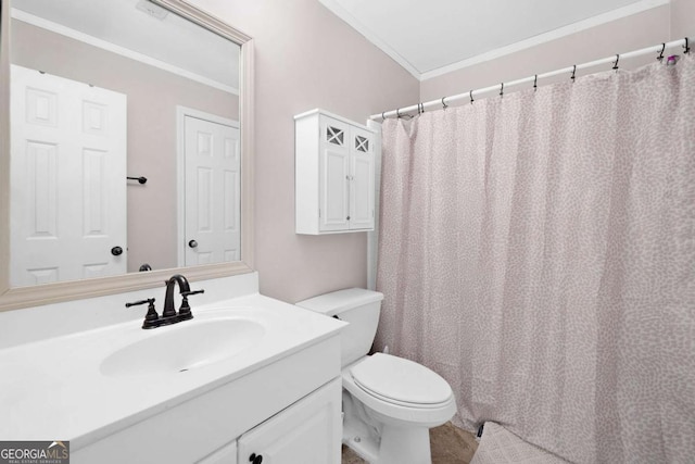 117 Willow View Ln, Canton, GA 30114 - bathroom with ornamental molding, vanity, and curtained shower