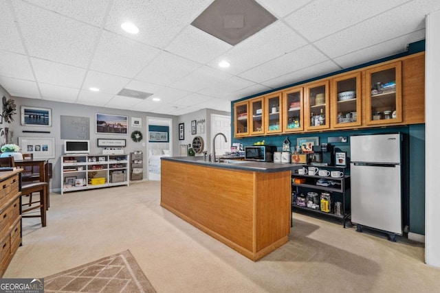 117 Willow View Ln, Canton, GA 30114 - bar with appliances with stainless steel finishes, light colored carpet, and a paneled ceiling