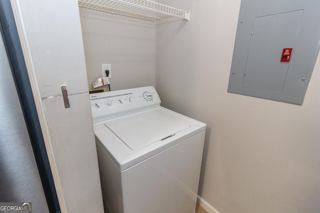 1017 Ridgefield Dr, Peachtree City, GA 30269 - washroom featuring washer / clothes dryer and electric panel
