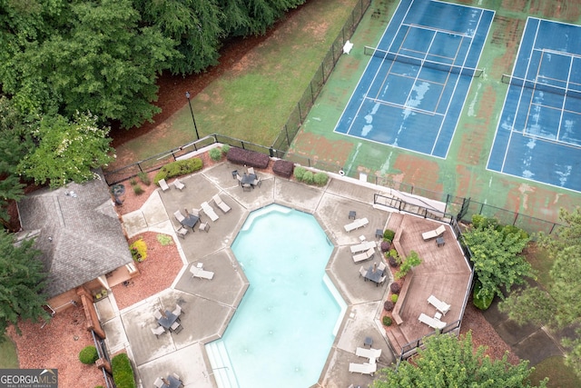 1017 Ridgefield Dr, Peachtree City, GA 30269 - aerial view of a pool area