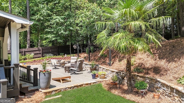 4320 Oklahoma Way NW, Kennesaw, GA 30152 - view of yard featuring a wooden deck