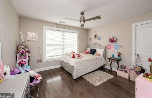1270 Mccannon Morris Rd, Hull, GA 30646 - bedroom with baseboards, dark wood-type flooring, and ceiling fan