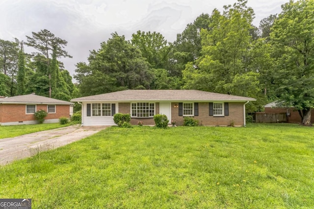 1350 Lori Ct, Conley, GA 30288 - ranch-style home featuring a front lawn and brick siding