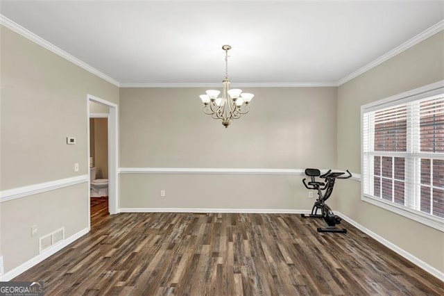 4375 Split Creek Dr, Douglasville, GA 30135 - unfurnished room with a chandelier, wood finished floors, and ornamental molding