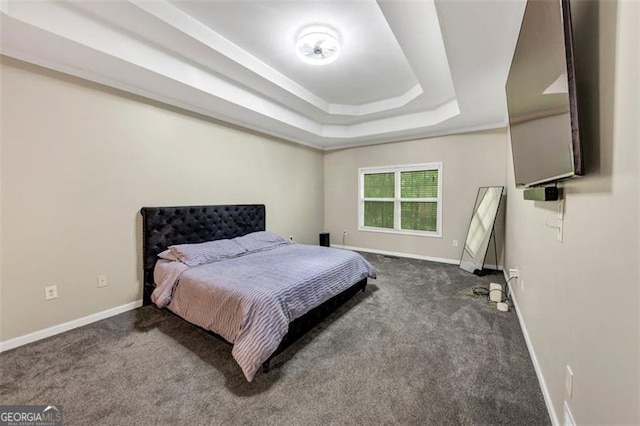 4375 Split Creek Dr, Douglasville, GA 30135 - carpeted bedroom featuring baseboards and a tray ceiling