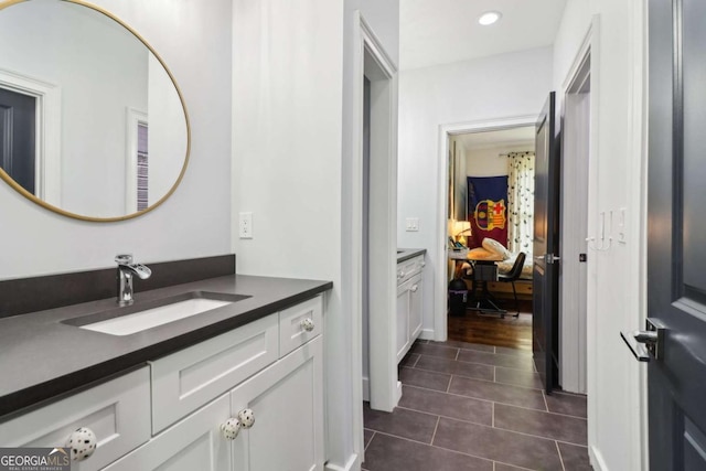 4085 Hillcrest View Ct, Suwanee, GA 30024 - bathroom with tile patterned floors, vanity, and recessed lighting