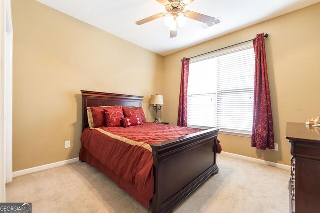 201 Loudon Hill Dr, Warner Robins, GA 31088 - bedroom featuring light carpet, baseboards, and ceiling fan