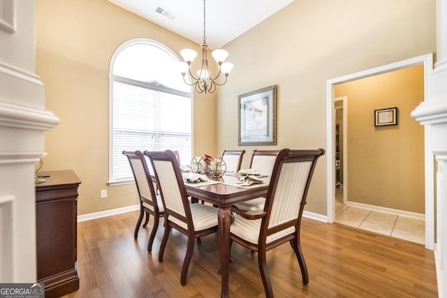 201 Loudon Hill Dr, Warner Robins, GA 31088 - dining space with a chandelier, wood finished floors, and plenty of natural light
