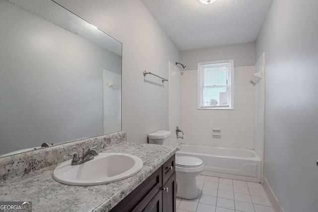 220 Harwell Rd NW, Atlanta, GA 30331 - full bath featuring toilet, vanity, washtub / shower combination, tile patterned floors, and a textured ceiling