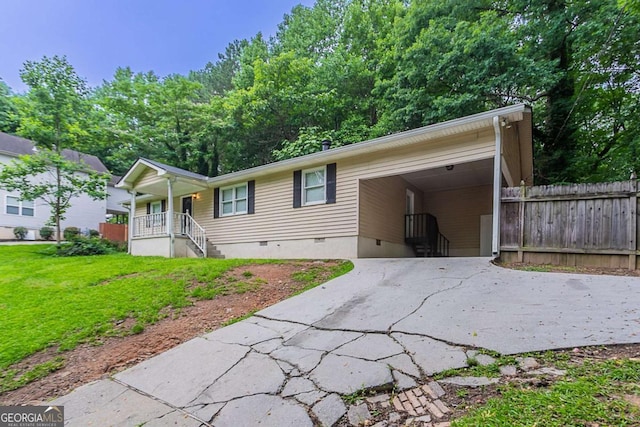 220 Harwell Rd NW, Atlanta, GA 30331 - view of front of property featuring asphalt driveway, covered porch, and crawl space