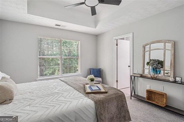 835 Navajo, Covington, GA 30016 - bedroom featuring a tray ceiling, carpet, and ceiling fan