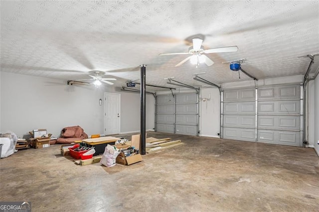 835 Navajo, Covington, GA 30016 - garage featuring a ceiling fan and a garage door opener