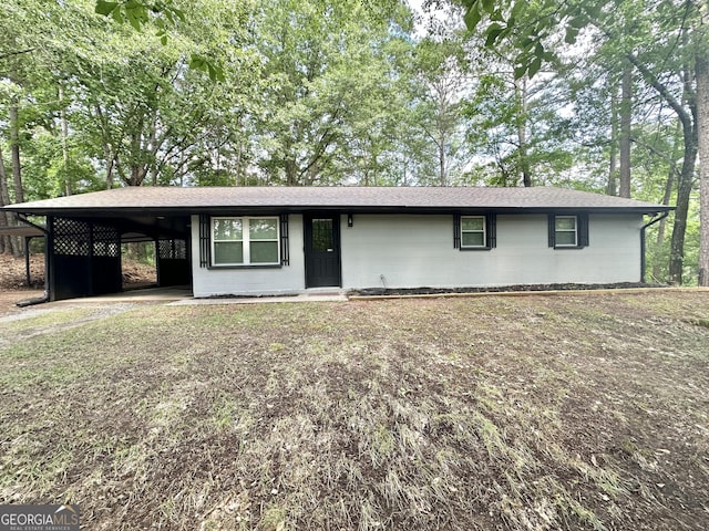 2165 S River Rd, Franklin, GA 30217 - ranch-style home featuring concrete block siding, a carport, and roof with shingles