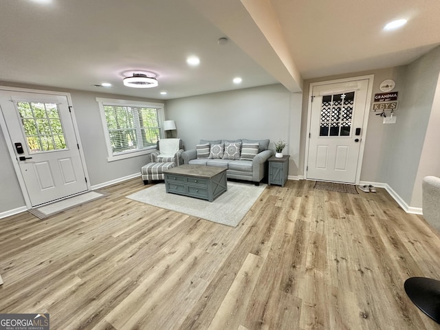 2165 S River Rd, Franklin, GA 30217 - living area with wood finished floors, baseboards, and recessed lighting
