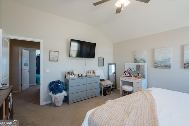 247 Morgan Field Blvd, Ludowici, GA 31316 - carpeted bedroom featuring lofted ceiling, ceiling fan, and baseboards