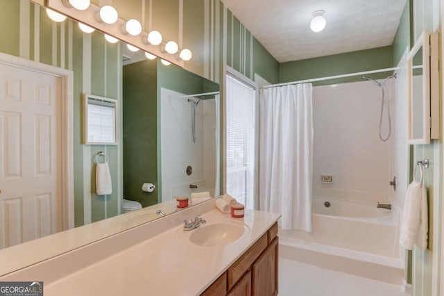 3585 Berkeley Park Ct, Duluth, GA 30096 - full bath with shower / bath combination with curtain, toilet, and vanity